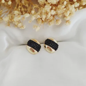 Brinco Elegance 4 Filetes Strass - <strong>Jet</strong>