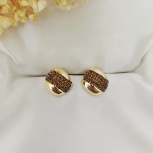 Brinco Elegance 4 Filetes Strass - <strong>Smoked Topaz</strong>