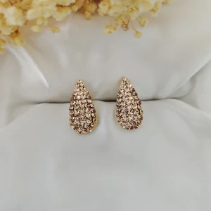 Brinco Gota Alongada Strass - <strong>Light Peach</strong>