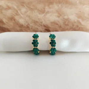 Brinco Meia Argola Flower - <strong>Emerald</strong>