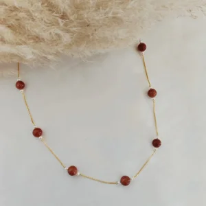 Colar Pérolas e Pedra Natural - <strong>Pedra do Sol</strong>