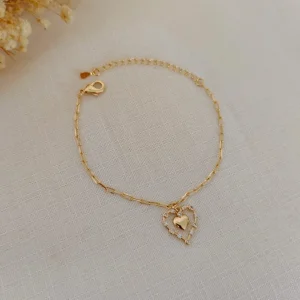 Pulseira Cartier Ping.Coração Zircônias - <strong>Dourado</strong>