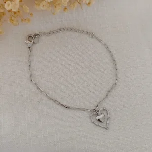 Pulseira Cartier Ping.Coração Zircônias - <strong>Prata 50</strong>