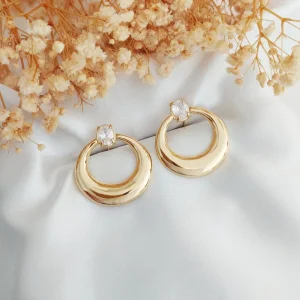 Brinco Lady Zircônia Oval - <strong>Dourado</strong>