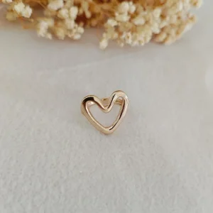 Anel Coração Vazado Ajust. - <strong>Dourado</strong>