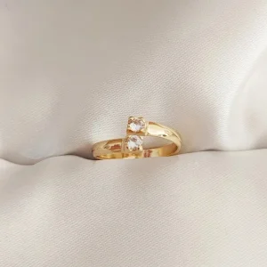 Anel Falange Zircônias - <strong>Dourado</strong>