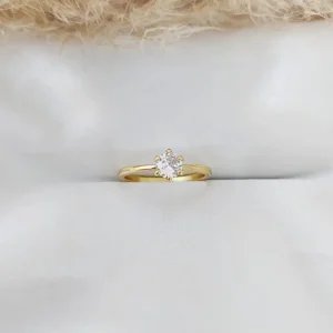 Anel Solitário Zircônia - <strong>Dourado n°12</strong>