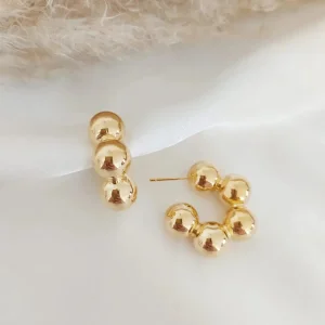 Brinco Argola 5 Esferas - <strong>Dourado</strong>