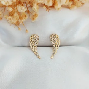 Brinco Asa de Anjo Zircônias - <strong>Dourado</strong>