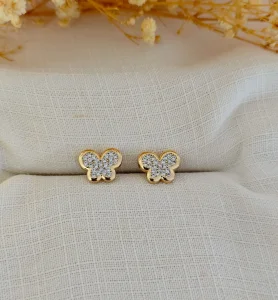 Brinco Borboleta Microzircônias - <strong>Dourado</strong>