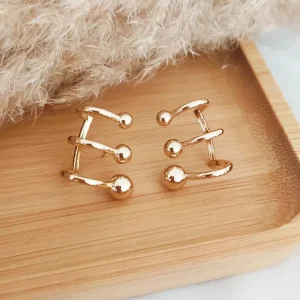Brinco Ear Cuff Esferas - <strong>Dourado</strong>