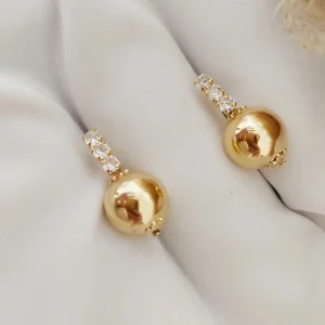 Brinco Vera Esfera e Strass - <strong>Dourado</strong>