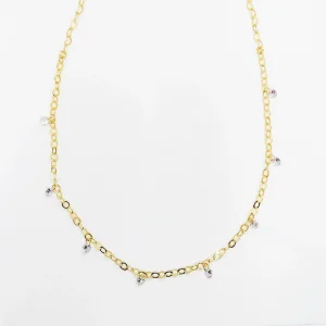 Colar Elo Português Ping. Zircônias 45cm - <strong>Dourado</strong>