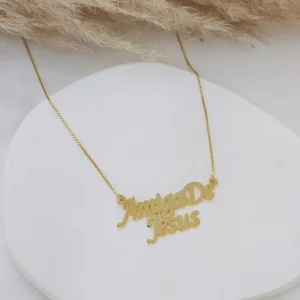 Colar Amiga de Jesus 45cm SemiJóia - <strong>Dourado</strong>