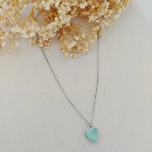 Colar Pedra Fusion Verde - <strong>Ródio Branco</strong>