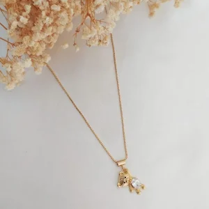 Colar Ping. Ursinho com Zircônia 45cm - <strong>Dourado</strong>