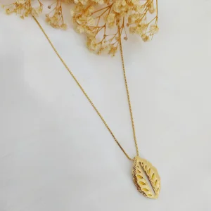 Colar Venez. Ping. Folha Vazada 45cm - <strong>Dourado</strong>
