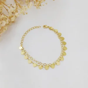 Pulseira Dupla Corações - <strong>Dourado</strong>