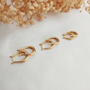 Trio de Argolas Ovais Pontiagudas - <strong>Dourado</strong>