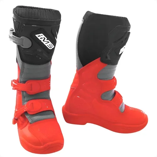 Bota IMS Track Infantil Preta/Vermelha/Cinza Spinelli Motos Boutique