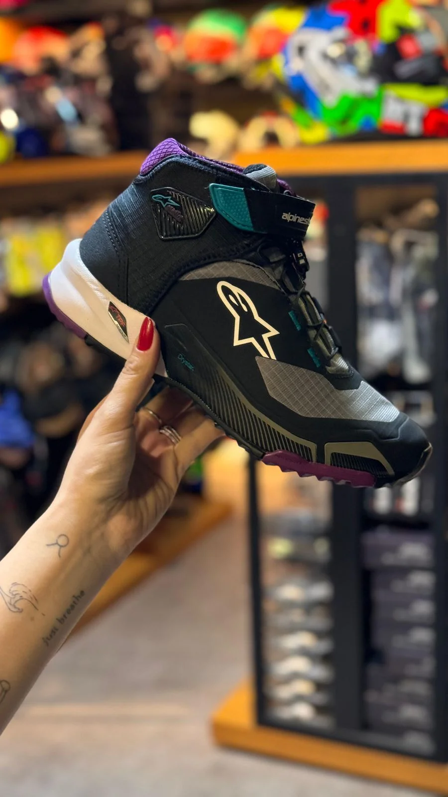 Bota Alpinestars CRX Drystar Stella/Feminina Preto/Cinza/Roxo