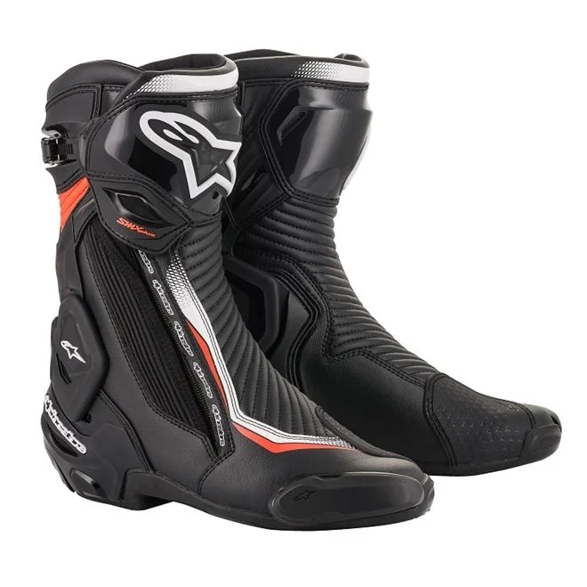 Bota Alpinestars SMX Plus V2 Preto/Branco/Vermelho Fluor