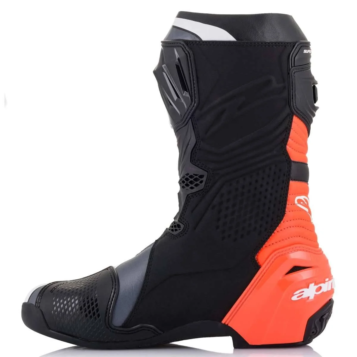 Bota Alpinestars Supertech R Preto/Vermelho Fluor/Branco