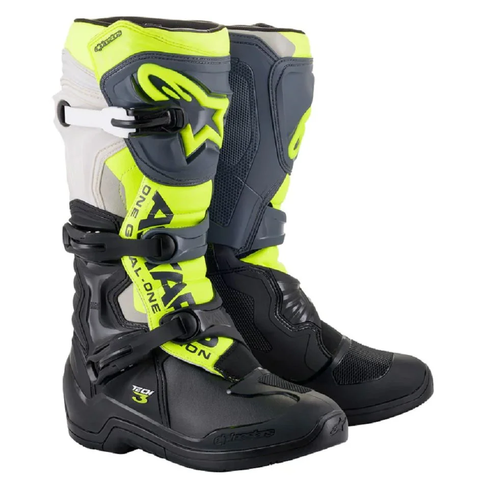 Bota Alpinestars Tech 3 Preto/Cinza/Amarelo Fluor - Spinelli Motos