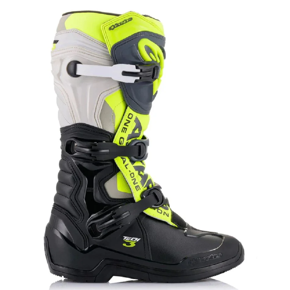 Bota Alpinestars Tech 3 Preto/Cinza/Amarelo Fluor - Spinelli Motos