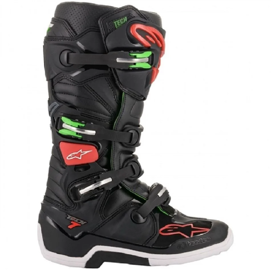 Bota Alpinestars Tech 7 Preto/Vermelho/Verde - Spinelli Motos Boutique