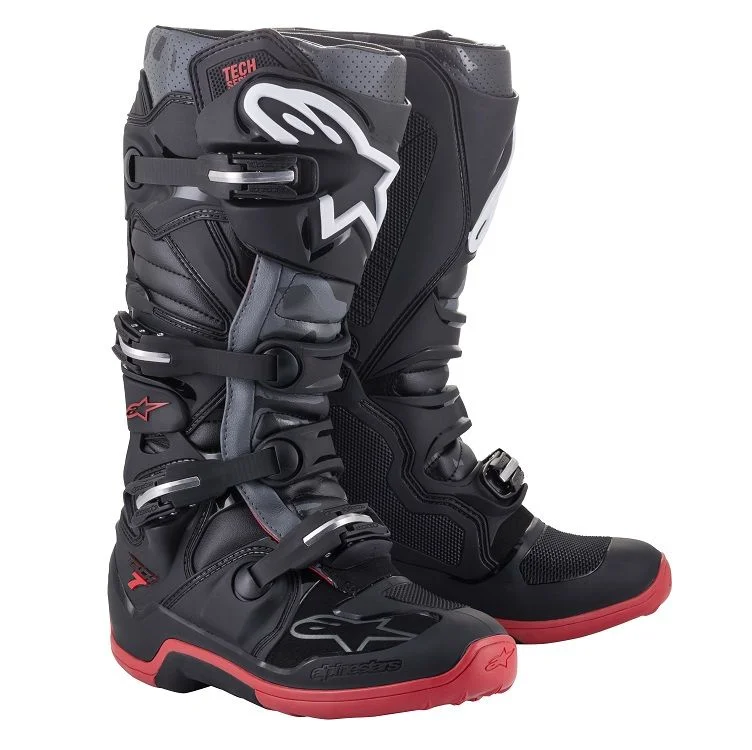 Bota Alpinestars Tech 7 Preto/Cinza/Vermelho - Spinelli Motos Boutique