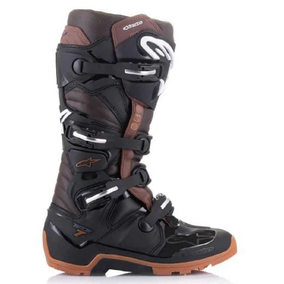 Bota Alpinestars Tech 7 Enduro Preto/Marrom Escuro - Spinelli