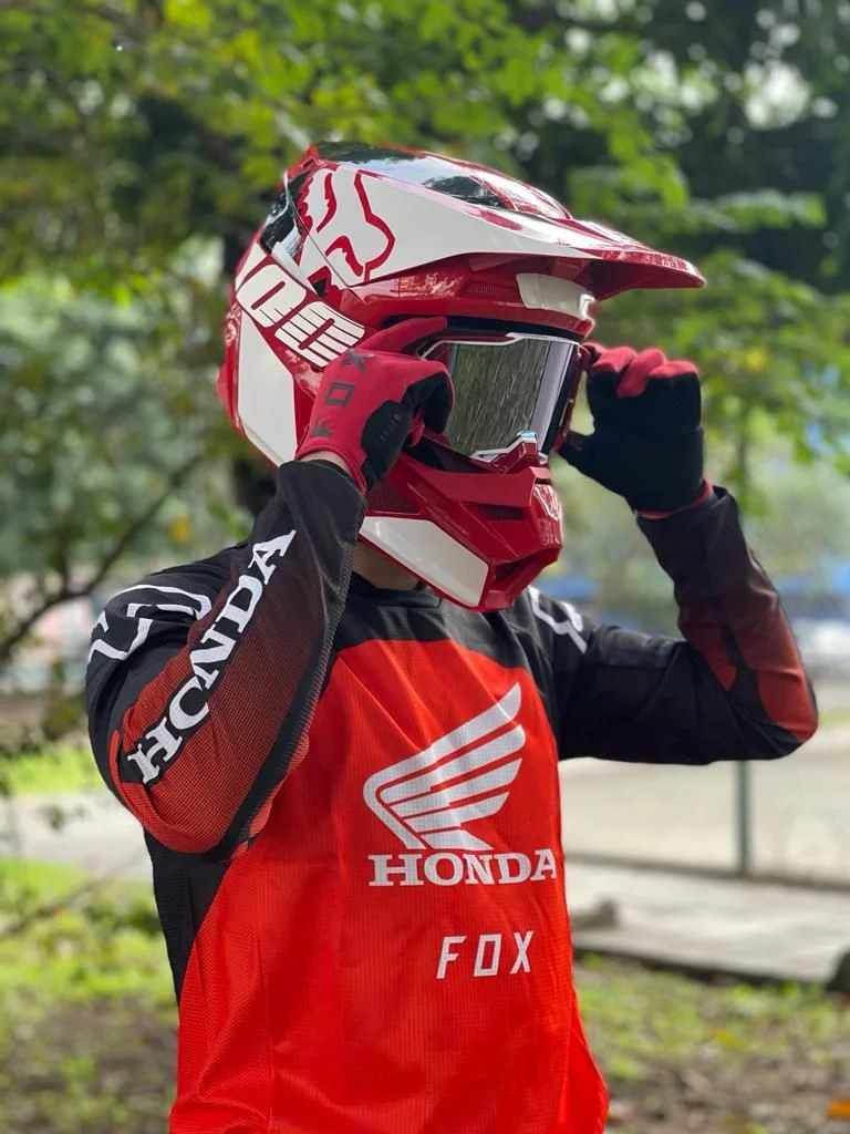 Camisa Fox 180 Honda Preto/Vermelho - Spinelli Motos Boutique