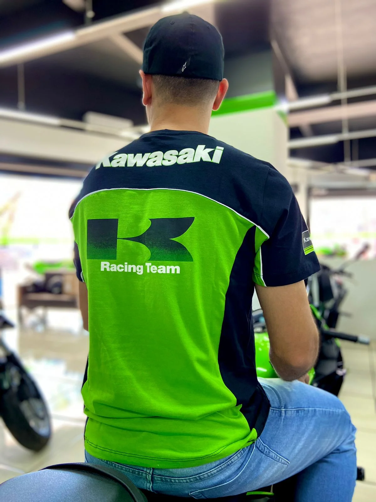 Camiseta All Boy 507 Masculina Kawasaki Verde Preto Spinelli Motos Boutique