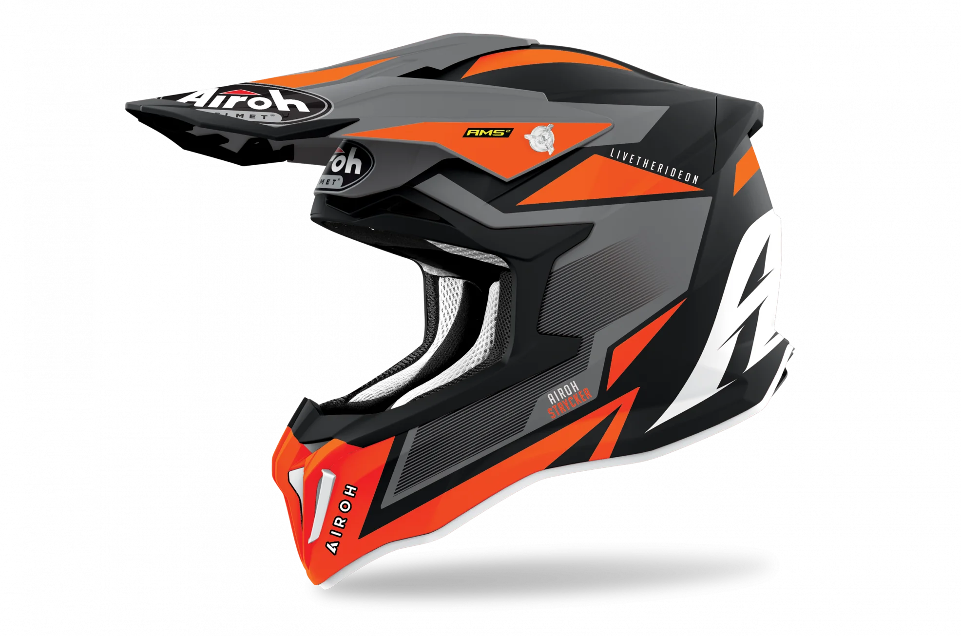 AIROH フルフェイスヘルメット グレー・オレンジ Capacete Airoh Strycker Axe Laranja/Cinza Fosco - Spinelli Motos