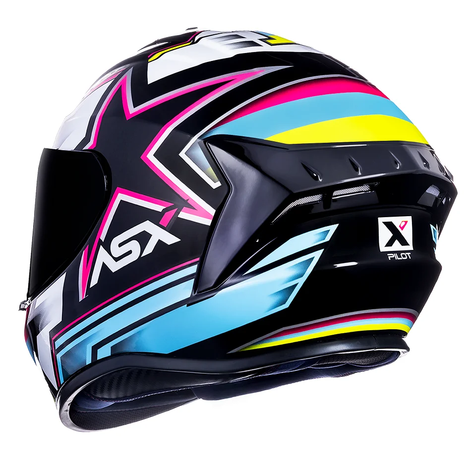 Capacete ASX Draken Pilot Preto/Multicor Brilho - Spinelli Motos