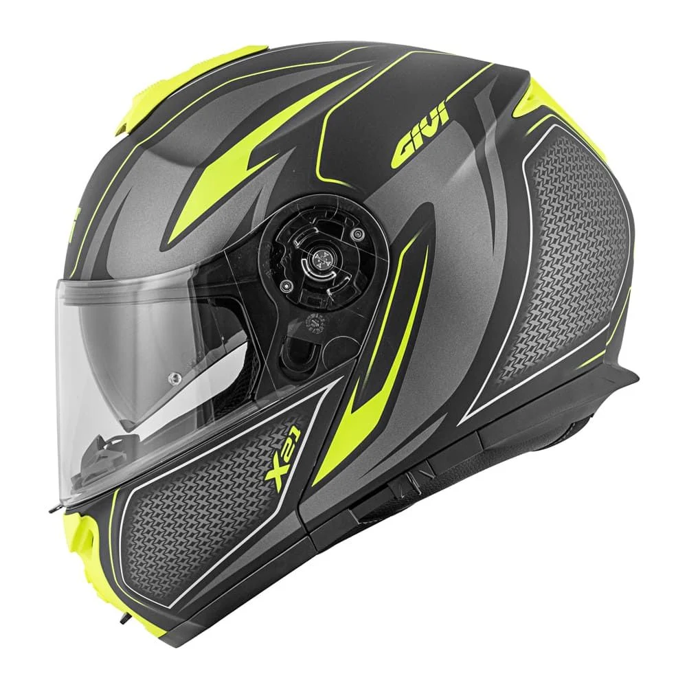 Capacete Givi X21 Articulado Shiver Preto/Titanio/Amarelo Fosco