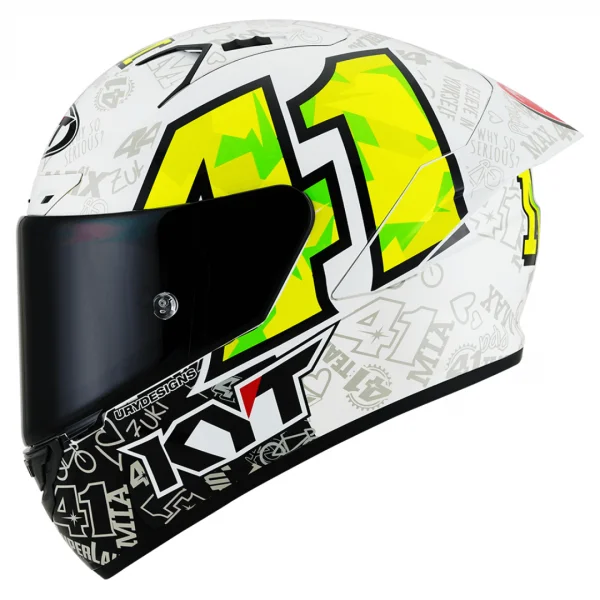 Capacete KYT NZ Race Espargaro Replica 2021 Branco/Rosa/Verde