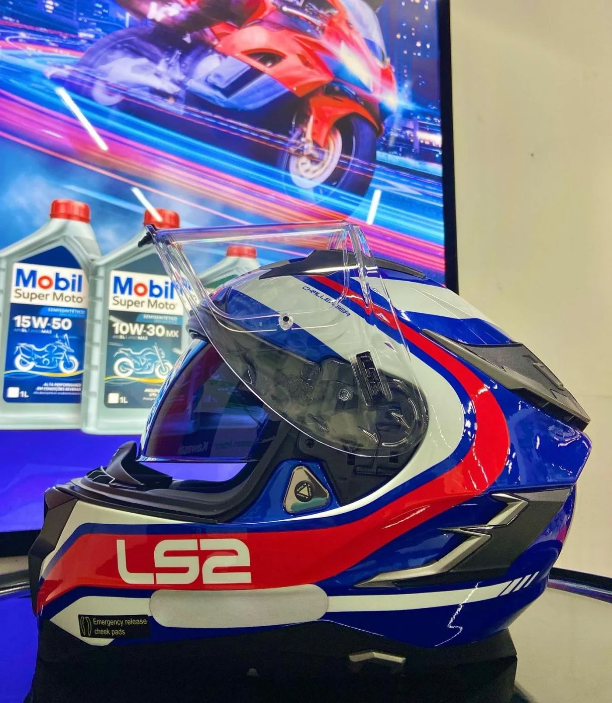 Capacete LS2 FF327 Challenger Fusion Azul Vermelho Spinelli