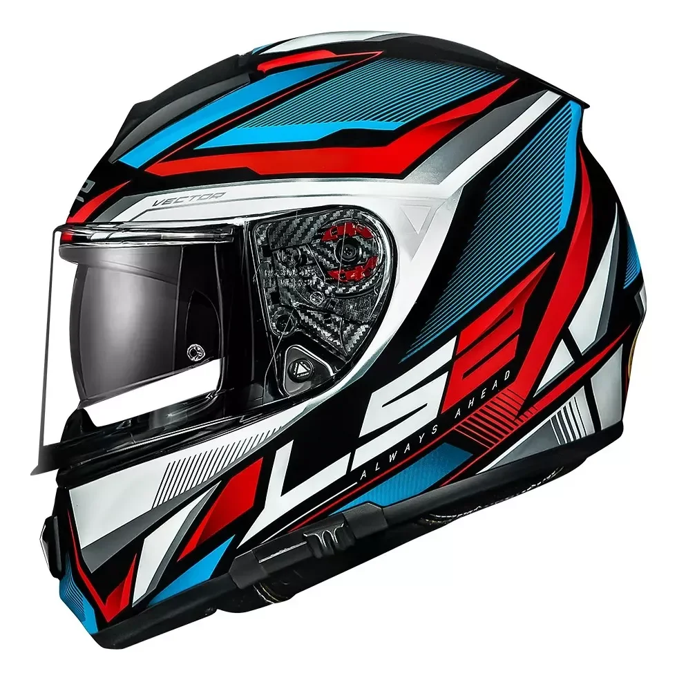 Capacete LS2 FF397 Vector Evo Rider Azul/Vermelho (Tricomposto