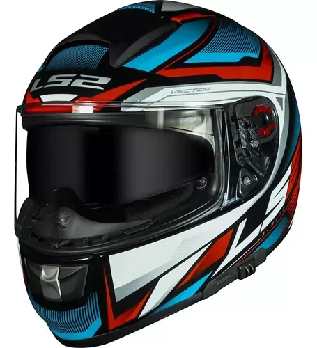 Capacete LS2 FF397 Vector Evo Rider Azul/Vermelho (Tricomposto