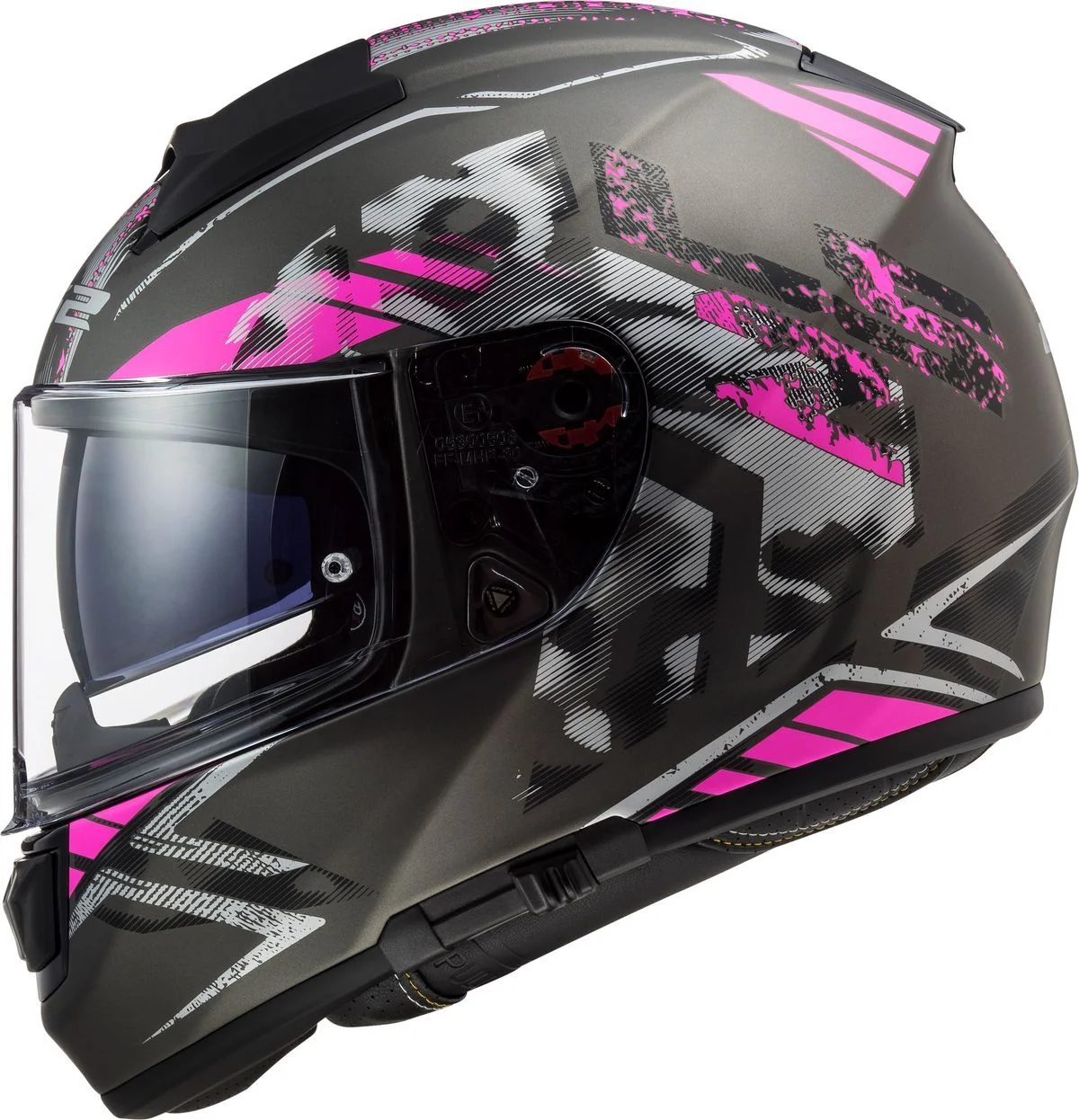 Capacete LS2 FF397 Vector Evo Stencil Fosco Preto/Rosa