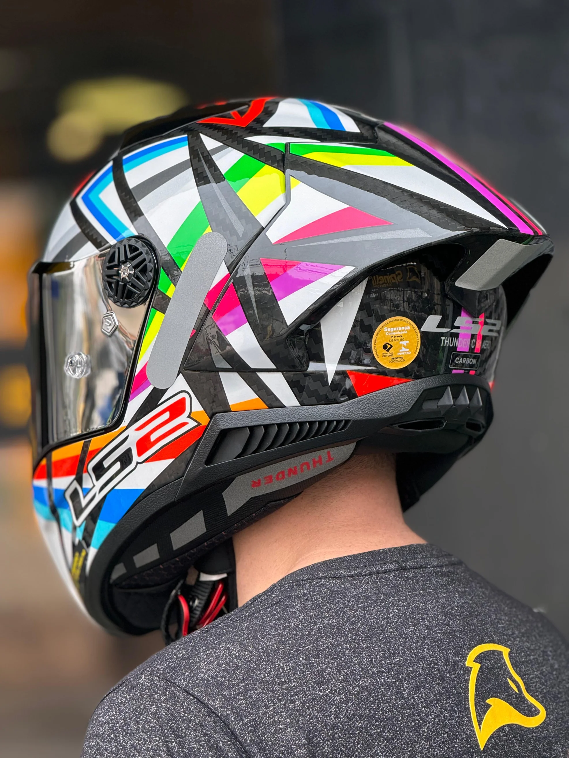 Capacete LS2 FF805 Thunder C GP Flash Preto (Carbono) - Spinelli