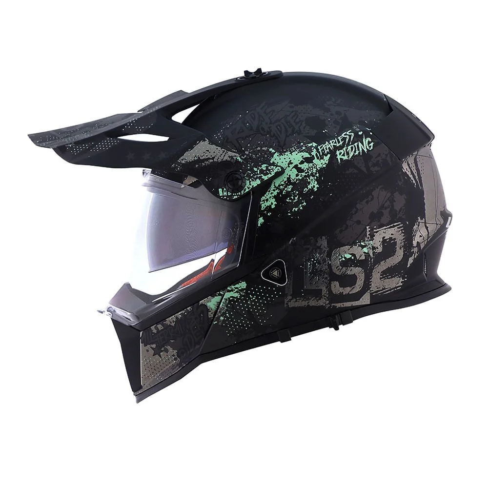 Capacete LS2 MX436 Pioneer Evo Fearless Preto Fosco/Cinza