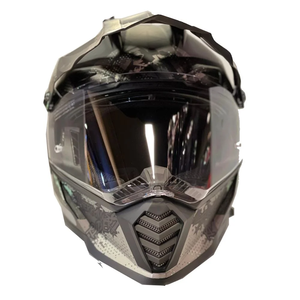 Capacete LS2 MX436 Pioneer Evo Fearless Preto Fosco/Cinza