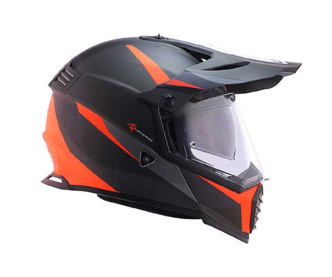 Capacete LS2 MX436 Pioneer Evo Router Fosco Cinza/Laranja