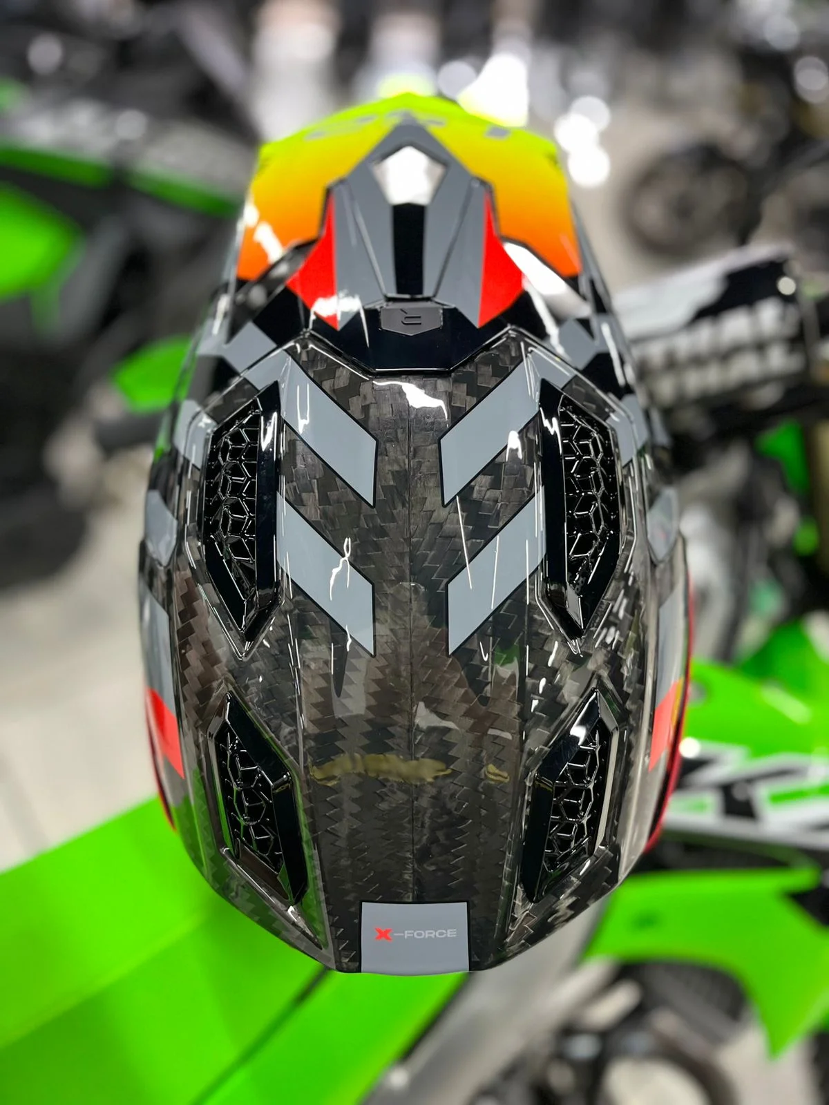 カバル　Gen2 Capacete LS2 MX703 X-Force Carbon Barrier - Amarelo/Vermelho Fluor