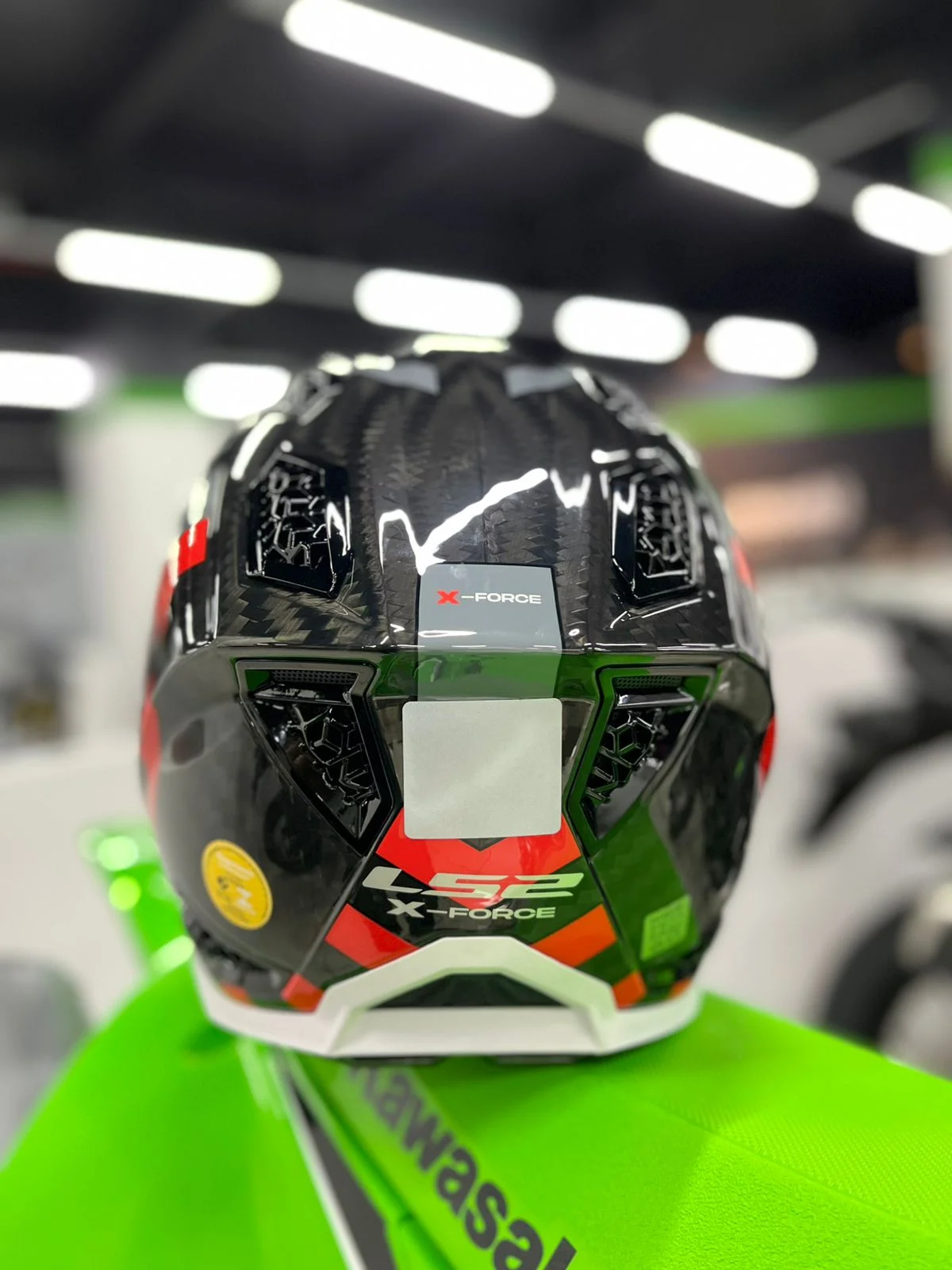 Capacete LS2 MX703 X-Force Carbon Barrie Amarelo Flúor/Vermelho