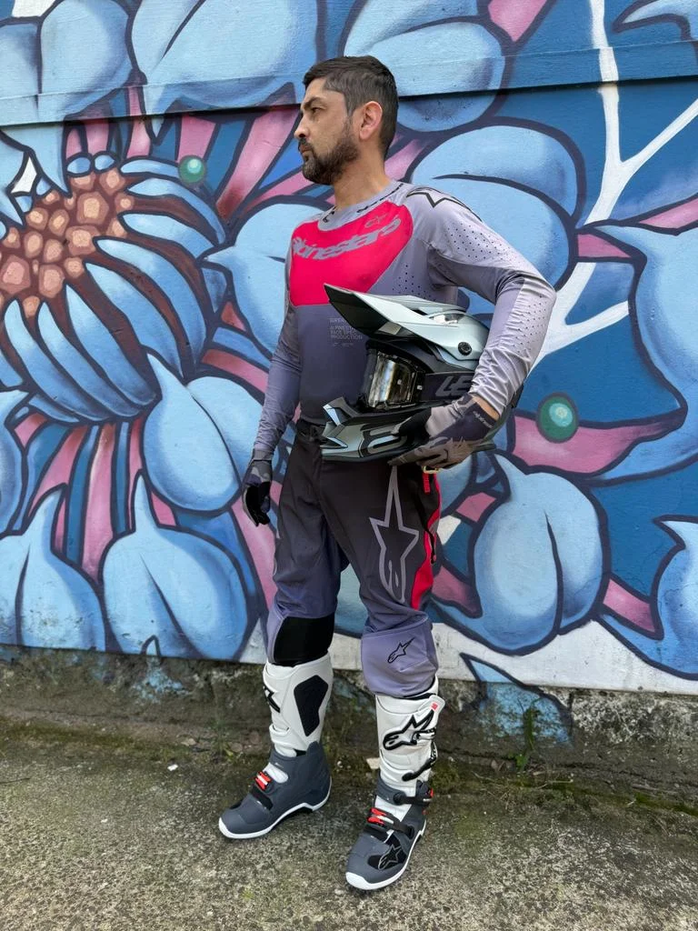 Conjunto Alpinestars Supertech Dade 24 Cinza/Vermelho - Spinelli