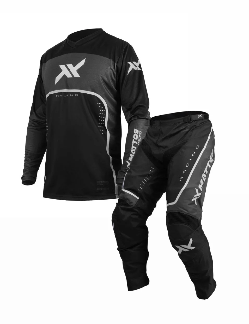 MSD　street Boy衣装セット Conjunto Mattos Racing Infantil Sax Preto/Cinza - Spinelli Motos